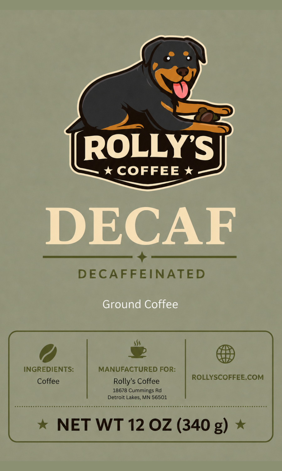 Rolly's Decaf (Decaffeinated Coffee Roast)